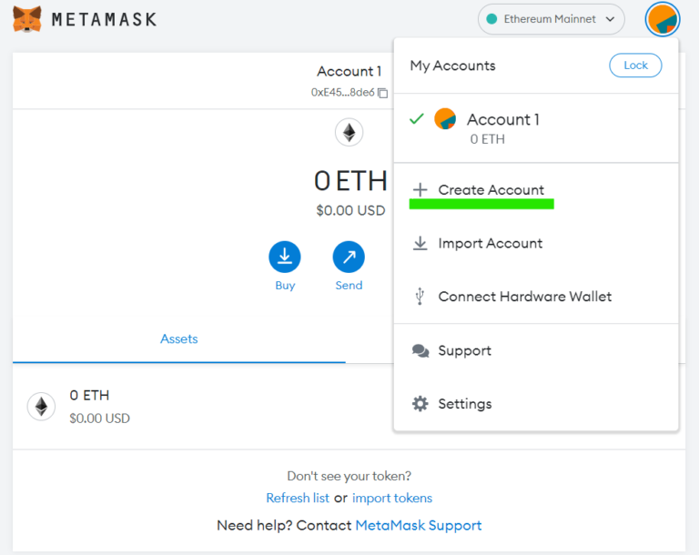 Add account to metamask